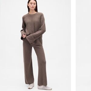 GAP CashSoft Knit Sweater Pants XL Tall Brown Wide Leg Drawstring Lounge 2023